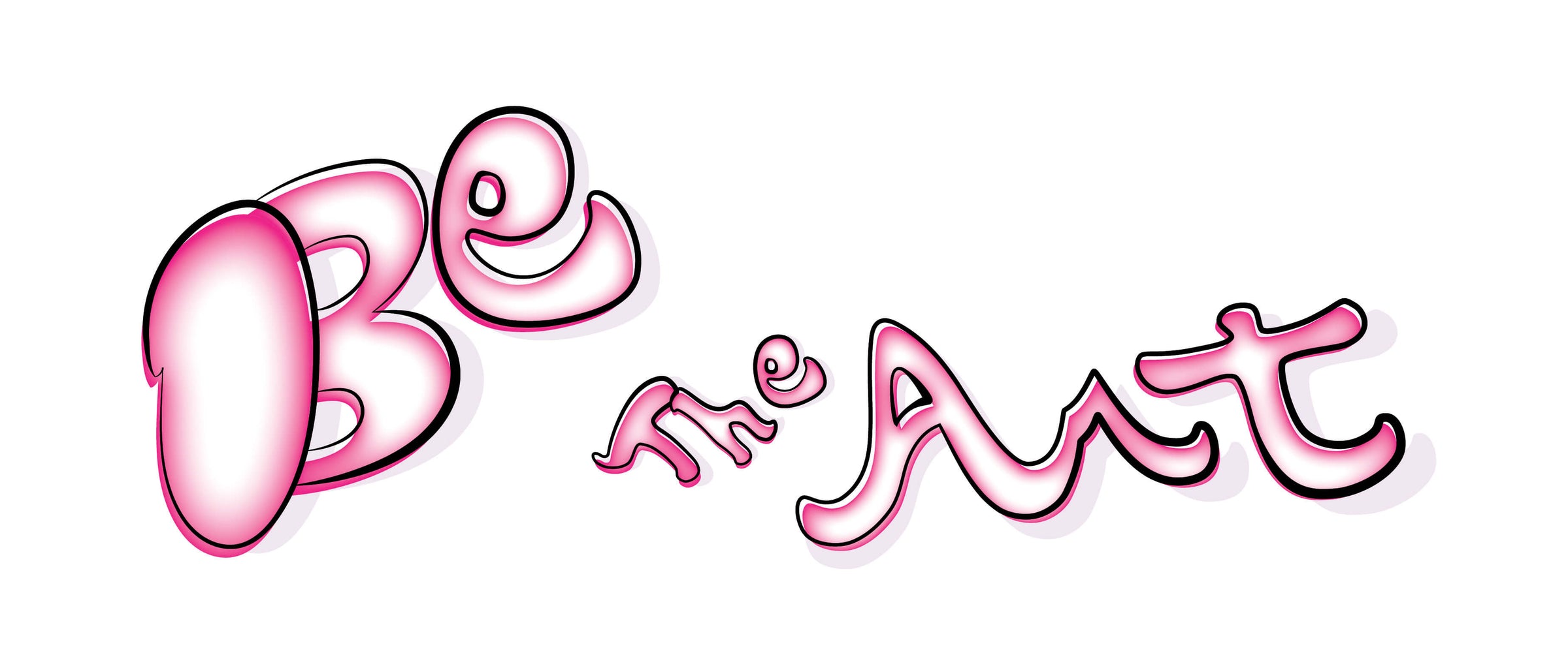 Logo for Be The Art Custom Design with pink and pink text with black stroke on a white background