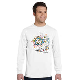 Blow My Mind Comic Style White Long-Sleeve T-shirt | 100% Organic Cotton | Men&