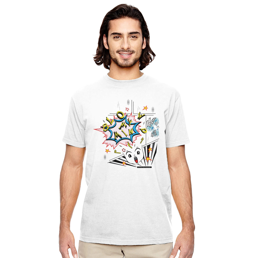 Blow My Mind Comic Style White T-shirt | 
100% Organic Cotton | Men&