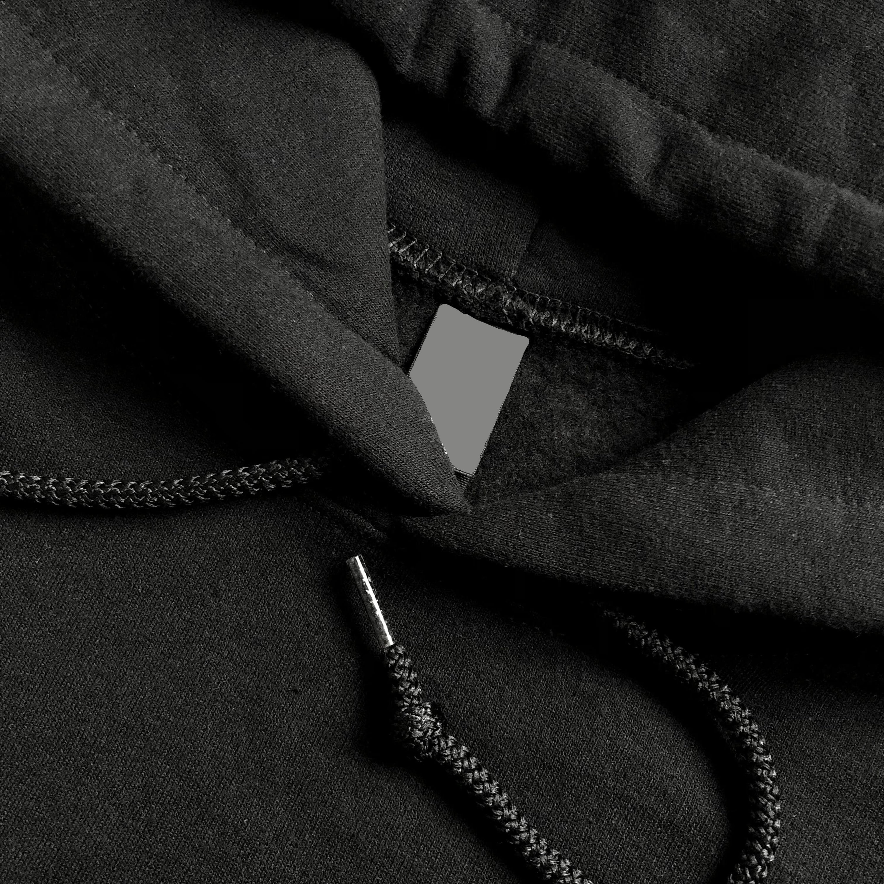 Soft Classic Heavy Cotton-Blend Popular Black Hoodie Hood Opening 