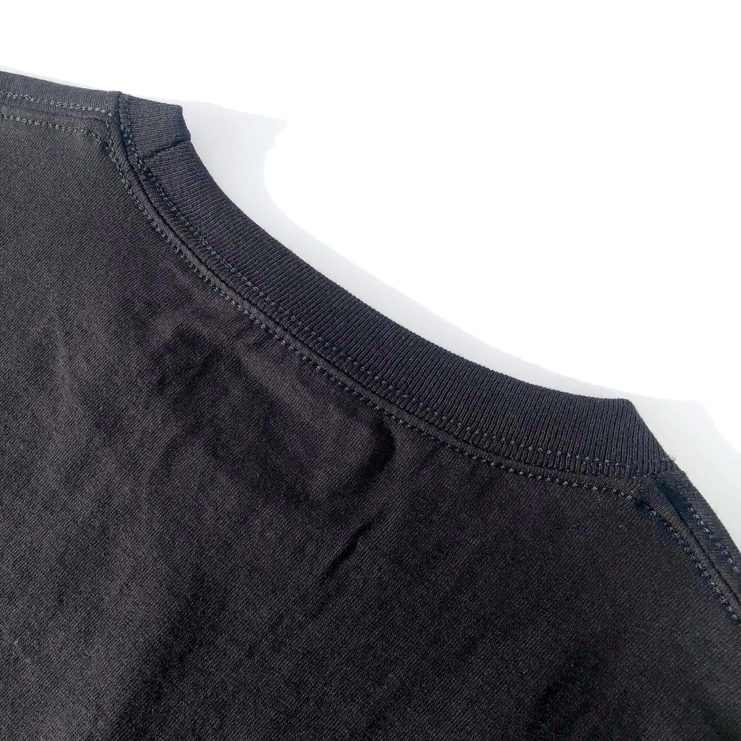 Classic Durable Midweight 100% Cotton Black Long-Sleeve T-shirt Crewneck Back Seam