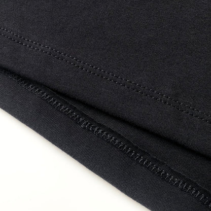 Classic Slim Long-Length Body Premium Cotton Black T-shirt Bottom Hem 