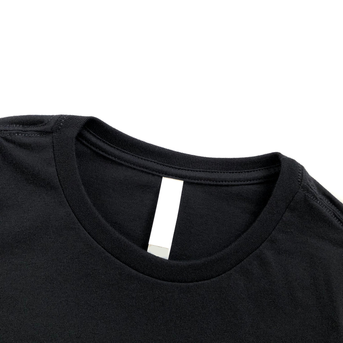 Classic Slim Long-Length Body Premium Cotton Black T-shirt Crewneck Seam