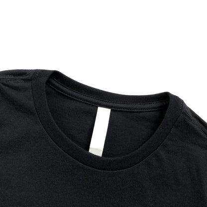 Classic Slim Long-Length Body Premium Cotton Black T-shirt Crewneck Seam 