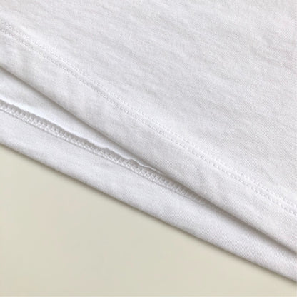 Classic Slim Long-Length Body Premium Cotton White T-shirt Bottom Hem 