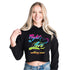 Fight For Love Slogan Black Crop Hoodie | Light and Soft Premium Cotton-Poly Fleece Blend | Women&