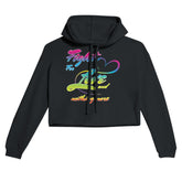 Fight For Love Slogan Black Crop Hoodie | Light and Soft Premium Cotton-Poly Fleece | Women&