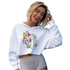 Flower Explosion Colorful Design Light and Soft Premium Cotton-Poly White Crop Hoodie | Women&