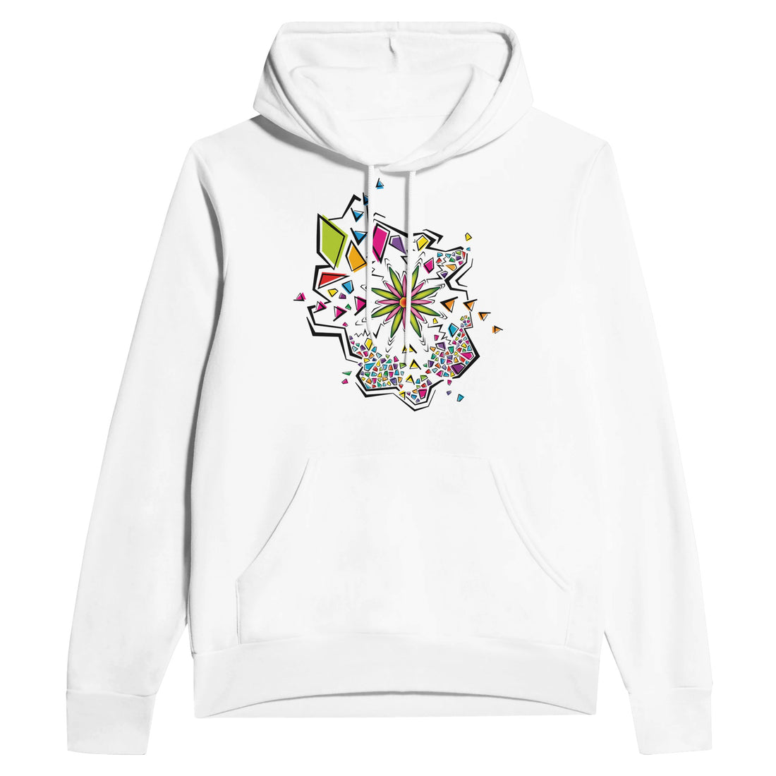 Flower Explosion Design Soft Premium Cotton-Poly Fleece White Hoodie | Colorful Flower Design | Women&