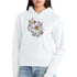 Flower Explosion Design Soft Premium Heavyweight White Hoodie | Colorful Flower Design | Women&