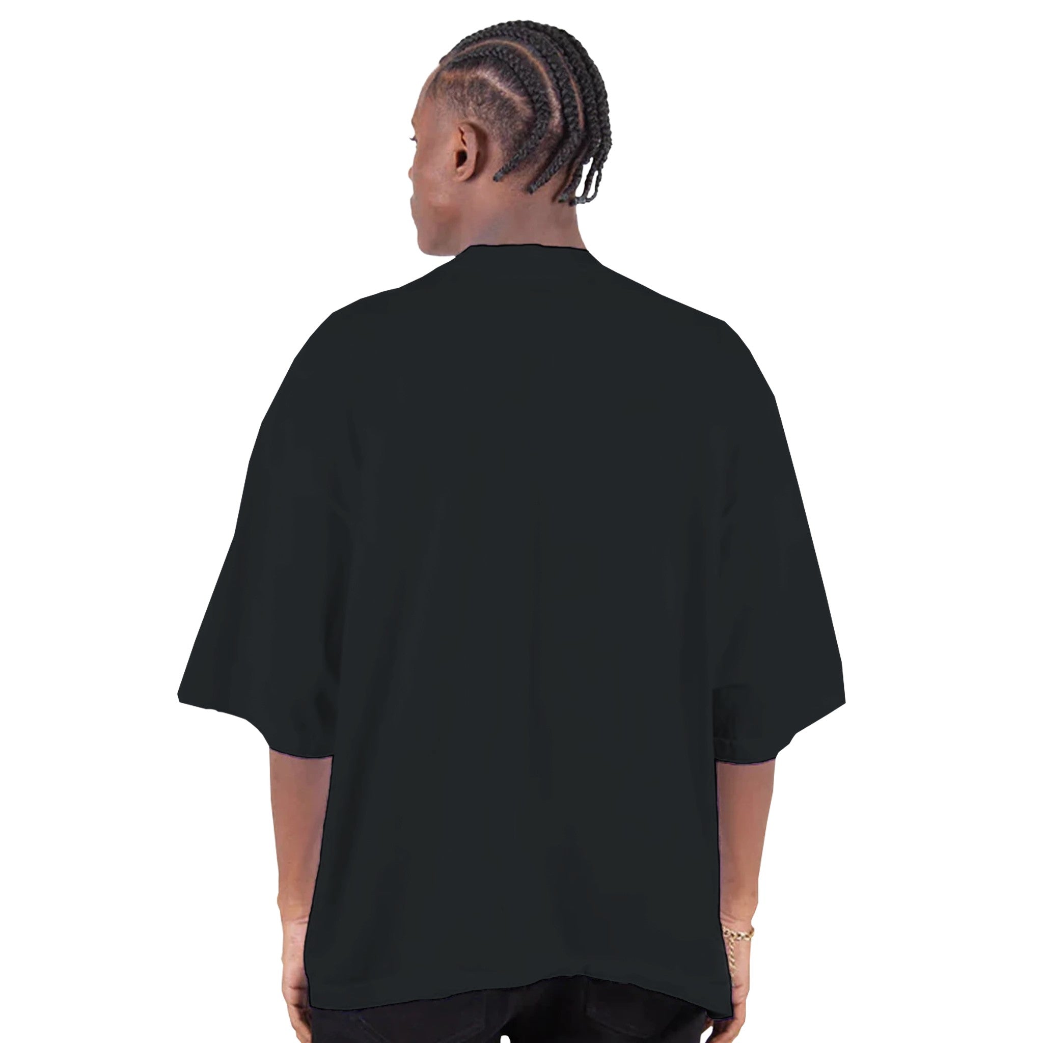 Heavyweight Oversized Drop-Shoulder USA Cotton Black T-shirt Back 