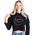 Karma Black Crop Hoodie | Light and Soft Premium Cotton-Poly Fleece Blend | Women&