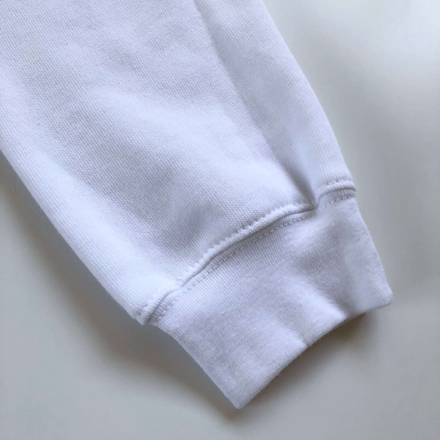 Light and Soft Relaxed Drop Shoulder Premium Cotton and Poly-Fleece White Cropped Hoodie Sleeve Hem 