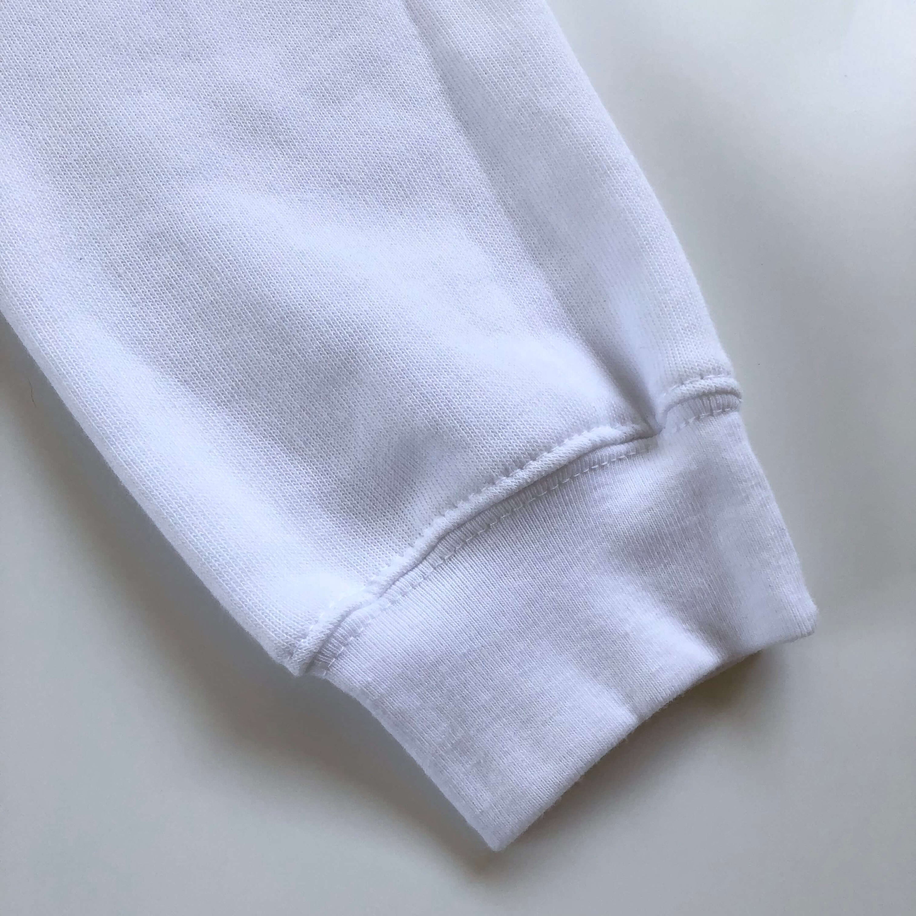 Light and Soft Relaxed Drop Shoulder Premium Cotton and Poly-Fleece White Cropped Hoodie Sleeve Hem 