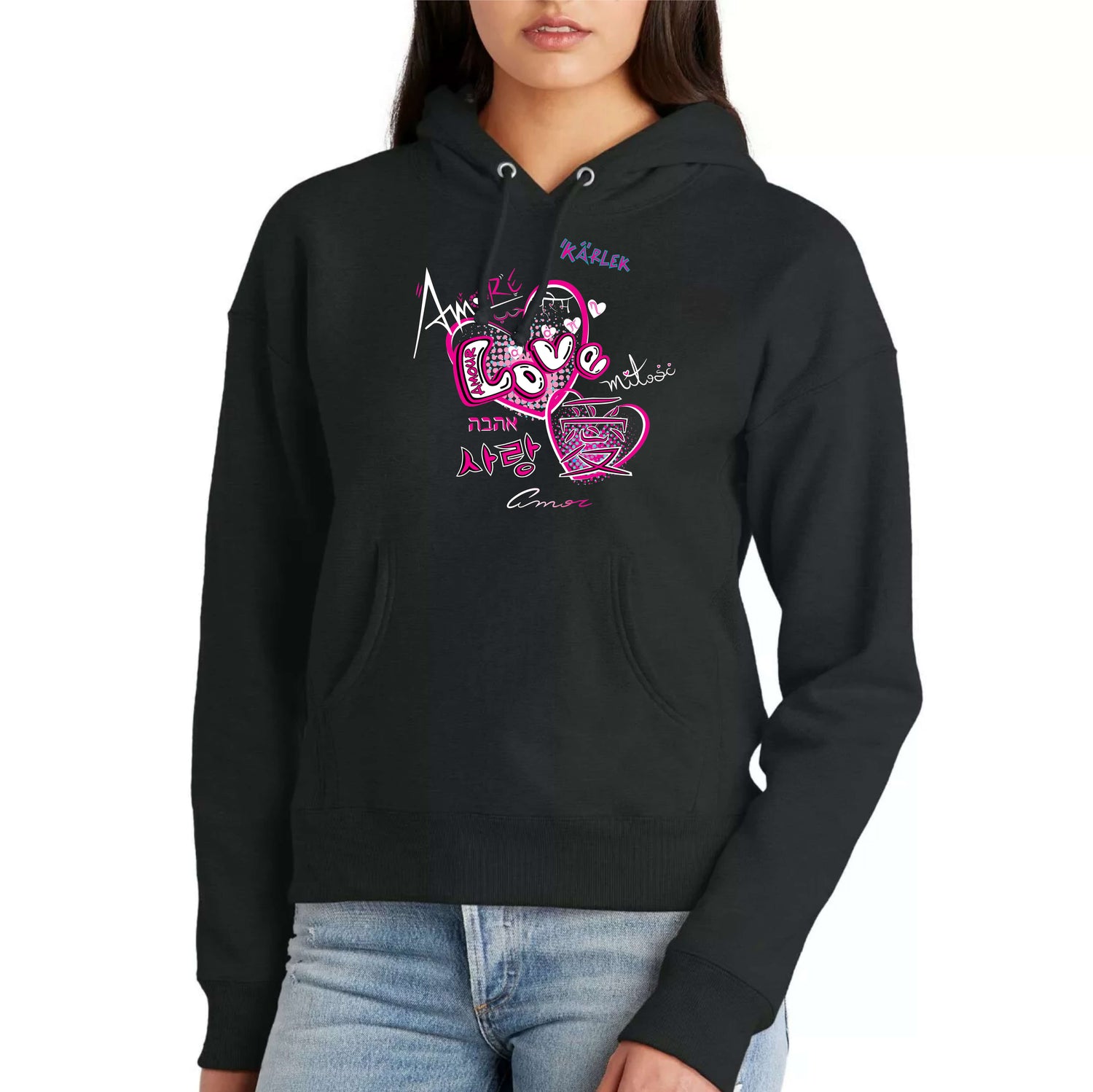 Love is Love Black Hoodie | Women&