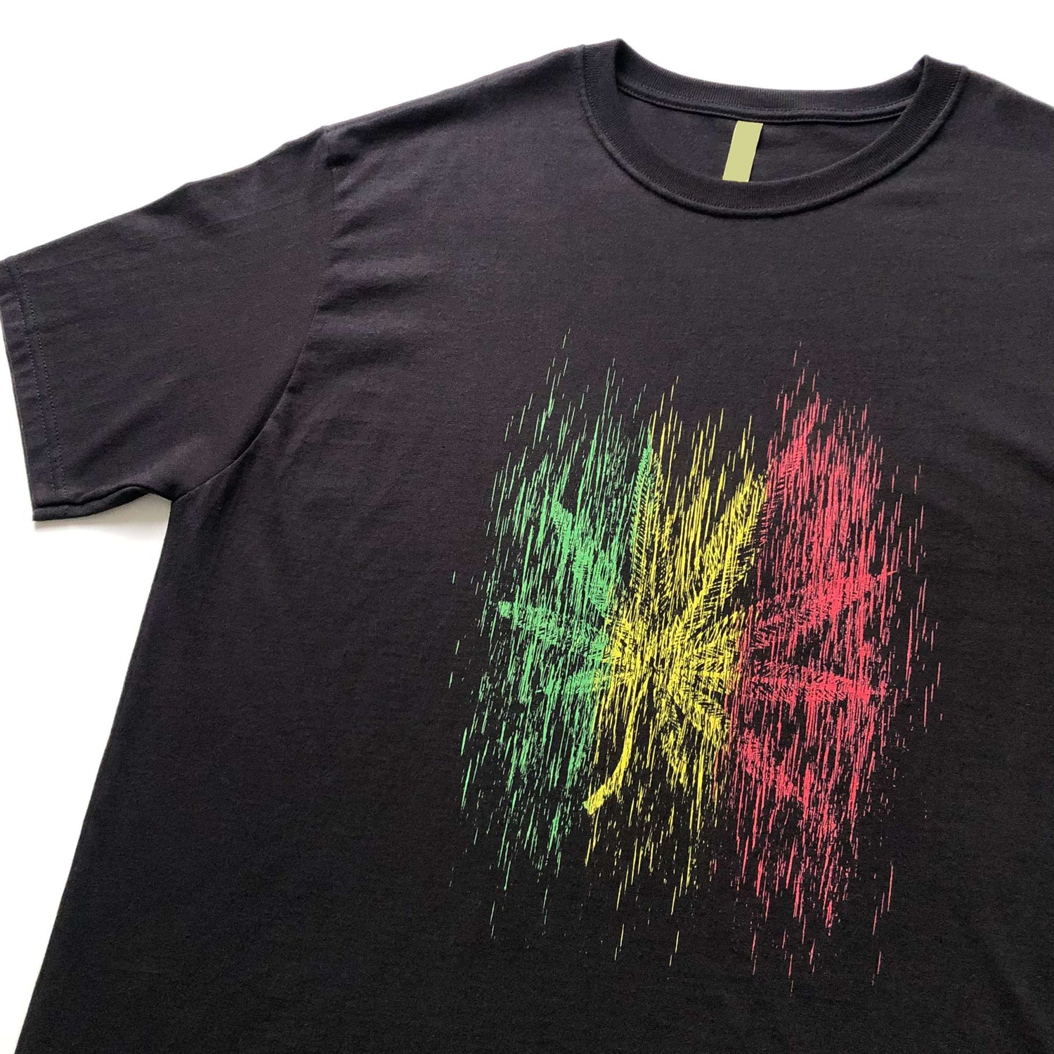 Mariruana Weed Leaf Organic Black T-shirt | Men&