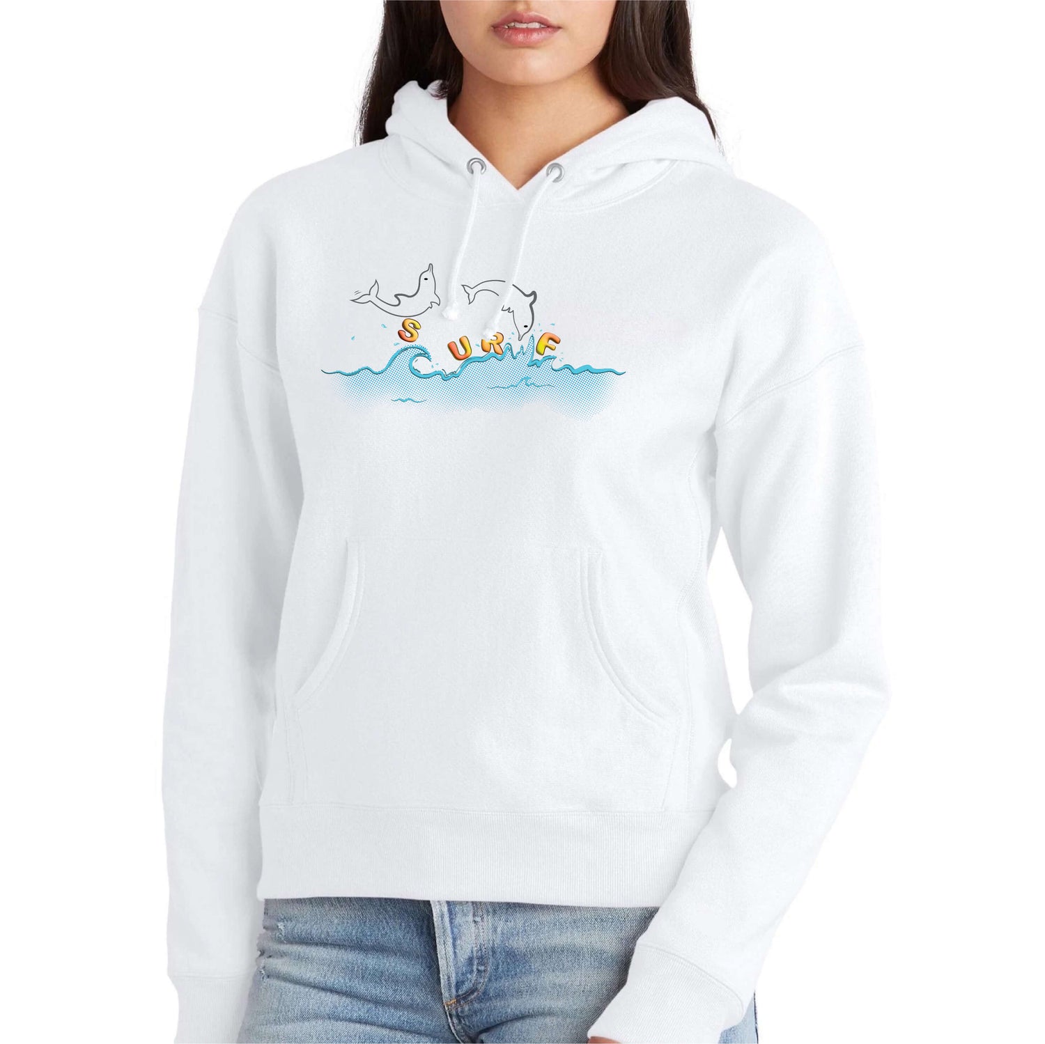 Playful Dolphins Design Surf Hoodie | Women&