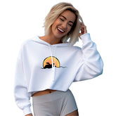 Sea Turtle Street Surf Look Light and Soft Premium Cotton-Poly White Crop Hoodie | Women&