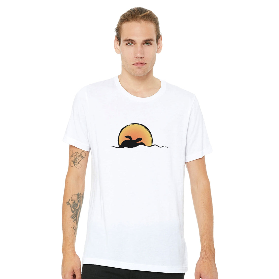Sea Turtle Street Surf Look White T-shirt | 100% Premium Cotton | Men&