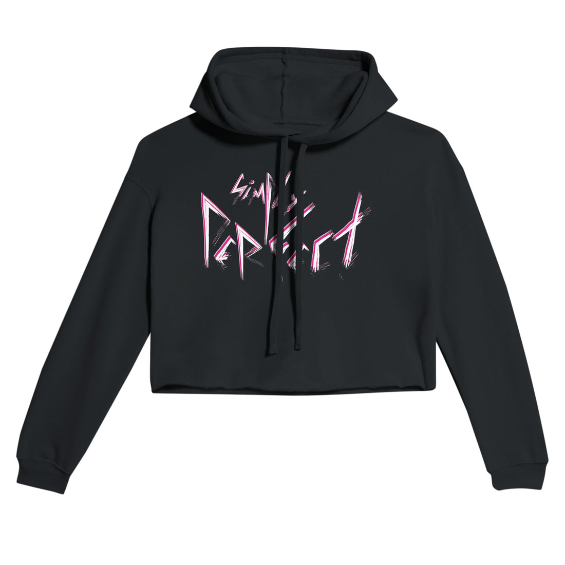 Simply Perfect Punk Slogan Black Crop Hoodie | Light and Soft Premium Cotton-Poly Fleece Blend | Women&