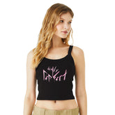 Simply Perfect Punk Slogan Black Strap Top | Light and Soft Premium Cotton-Poly Blend | Women&
