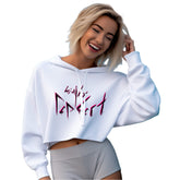 Simply Perfect Punk Slogan White Crop Hoodie | Light and Soft Premium Cotton-Poly Fleece Blend | Women&