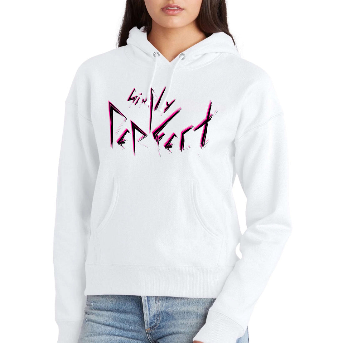 Simply Perfect Punk Slogan White Hoodie | Soft Premium Heavyweight Cotton-Poly Blend | Women&