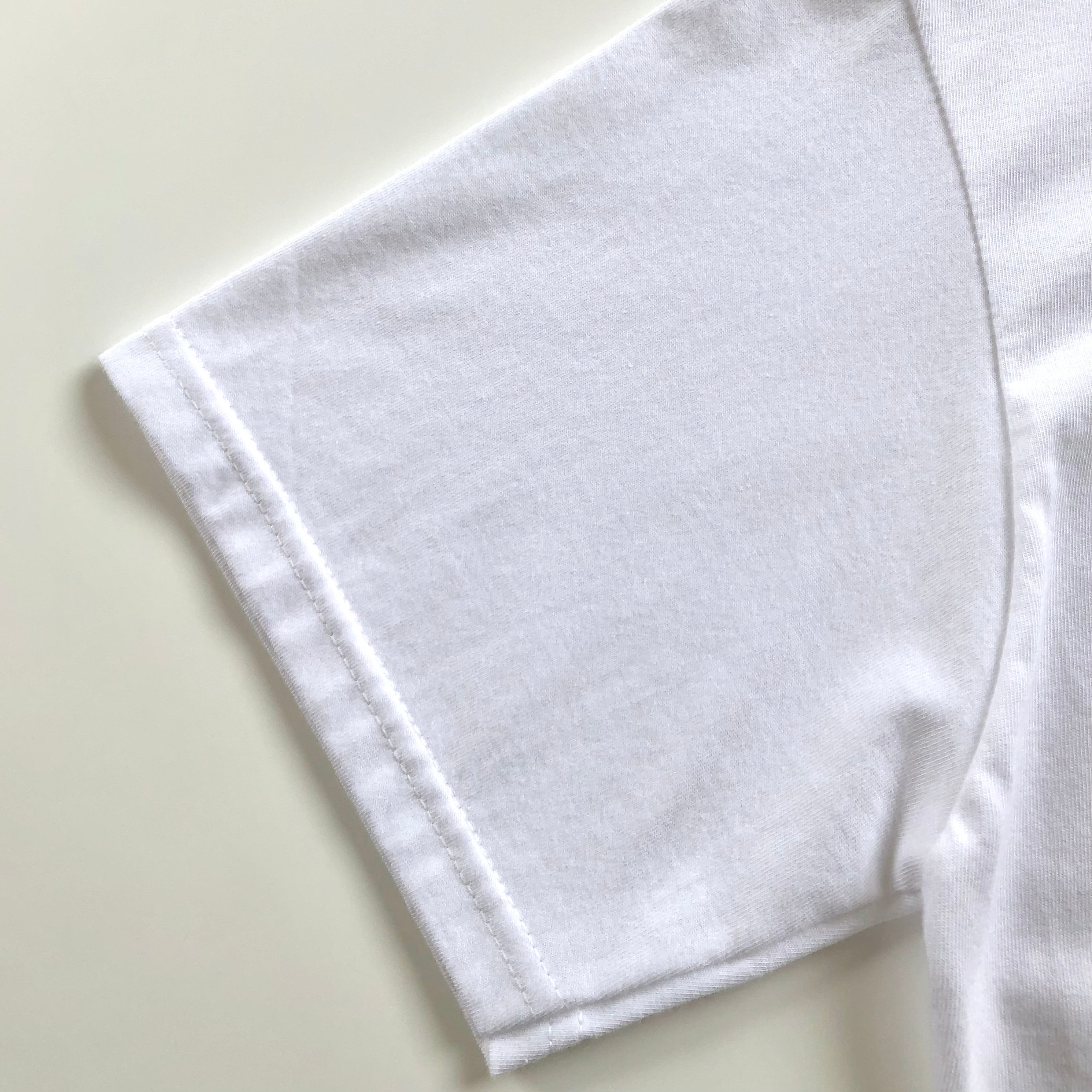 Soft Classic Midweight 100% Organic Cotton White T-shirt Sleeve Hem  