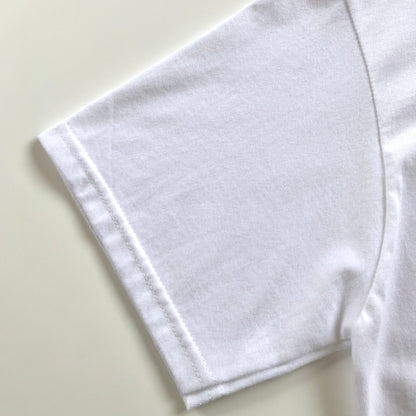 Soft Classic Midweight 100% Organic Cotton White T-shirt Sleeve Hem  