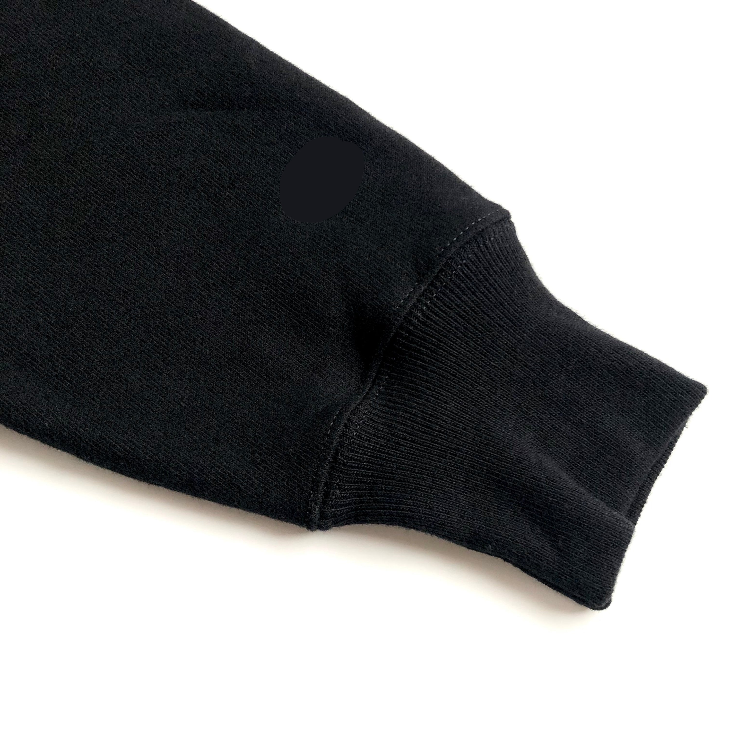 Soft Durable Heavyweight Cotton-Poly Blend Classic Black Hoodie Sleeve Hem 