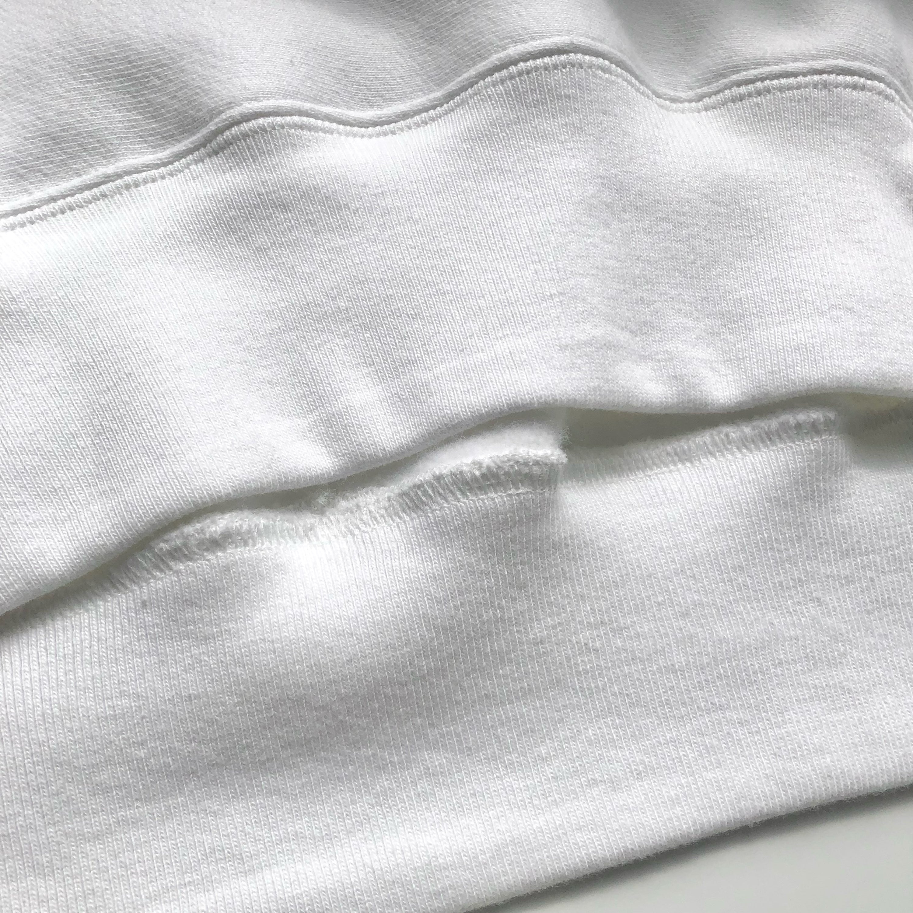 Soft Durable Heavyweight Cotton-Poly Blend Classic White Hoodie Bottom Hem