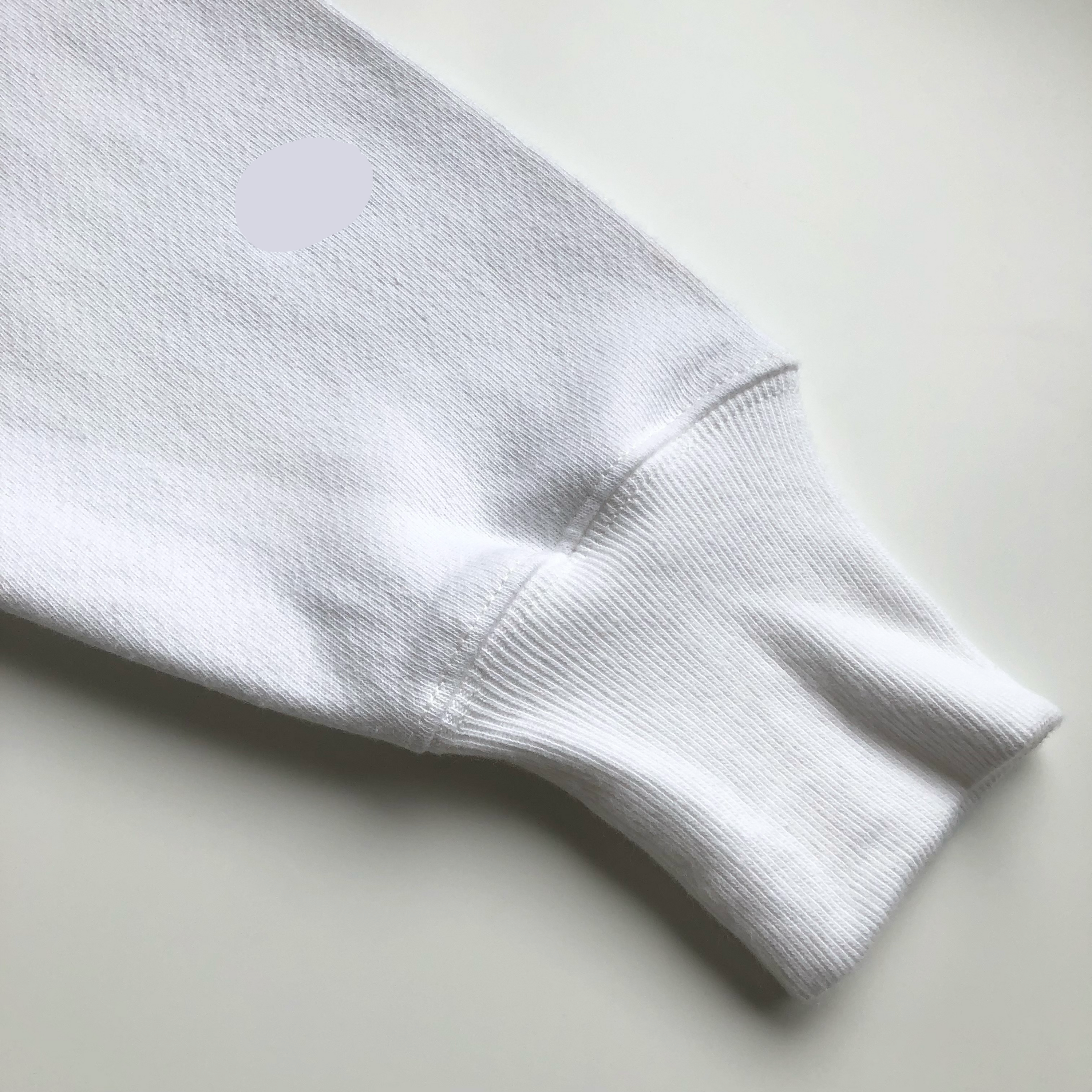 Soft Durable Heavyweight Cotton-Poly Blend Classic White Hoodie Sleeve Hem
