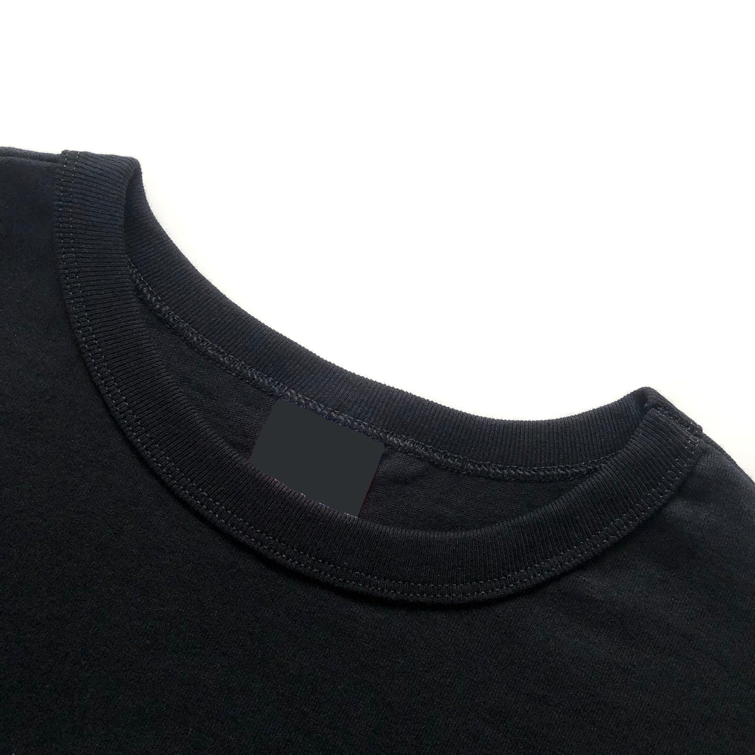 Soft Durable Midweight Premium Cotton Black Jersey Crop Top Crewneck Seam