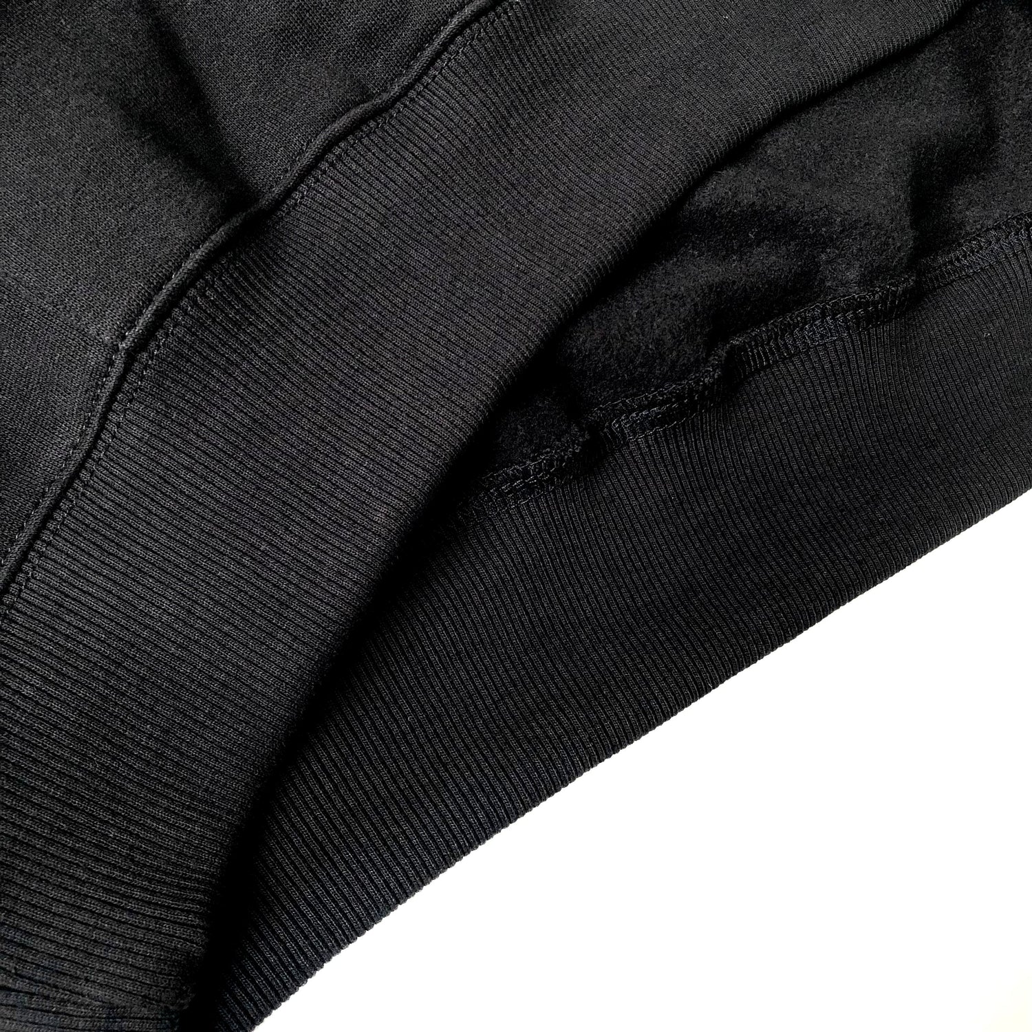 Soft Midweight Organic Cotton Black Hoodie Bottom Hem