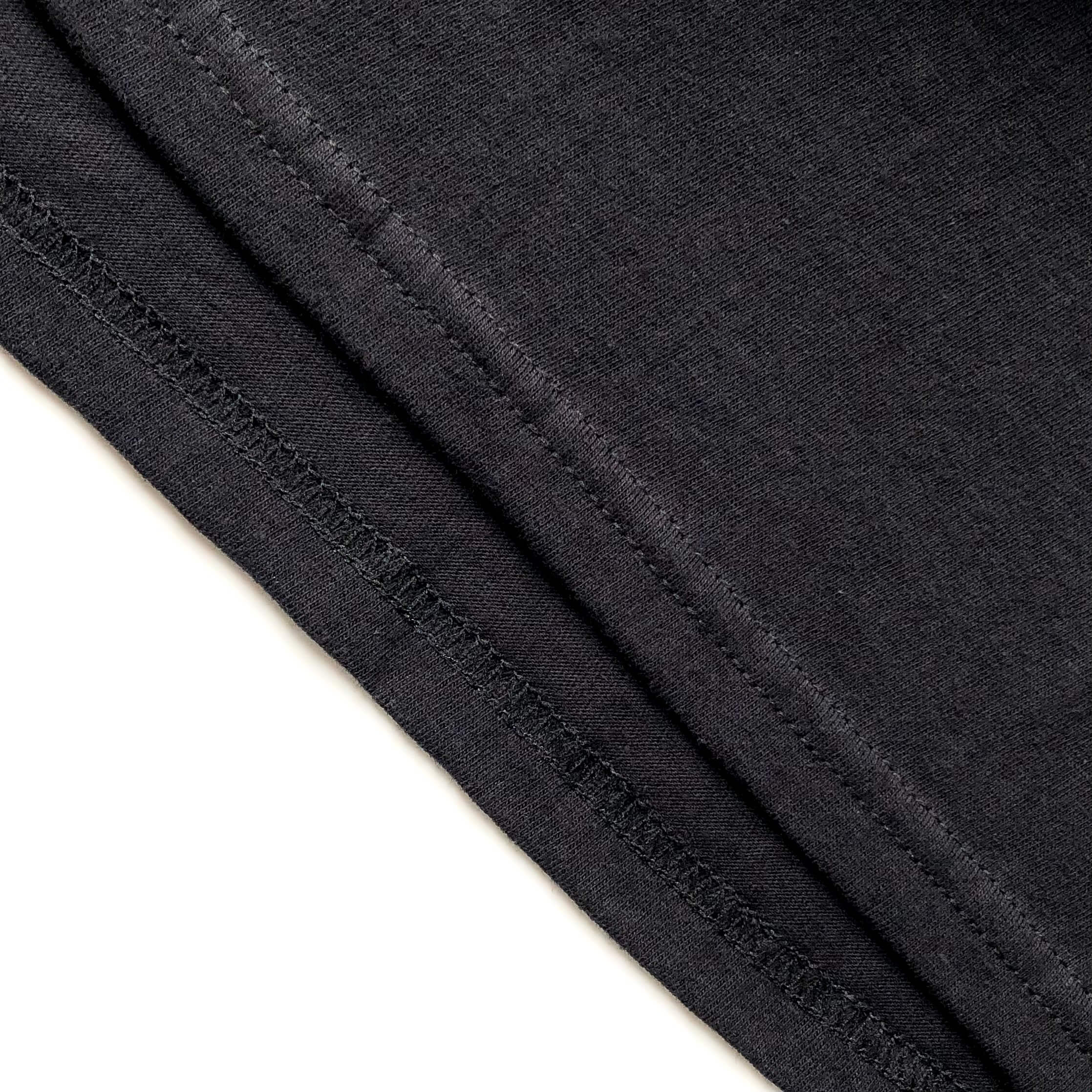 Soft Organic Cotton Midweight Classic Black Long-Sleeve T-shirt Bottom Hem 