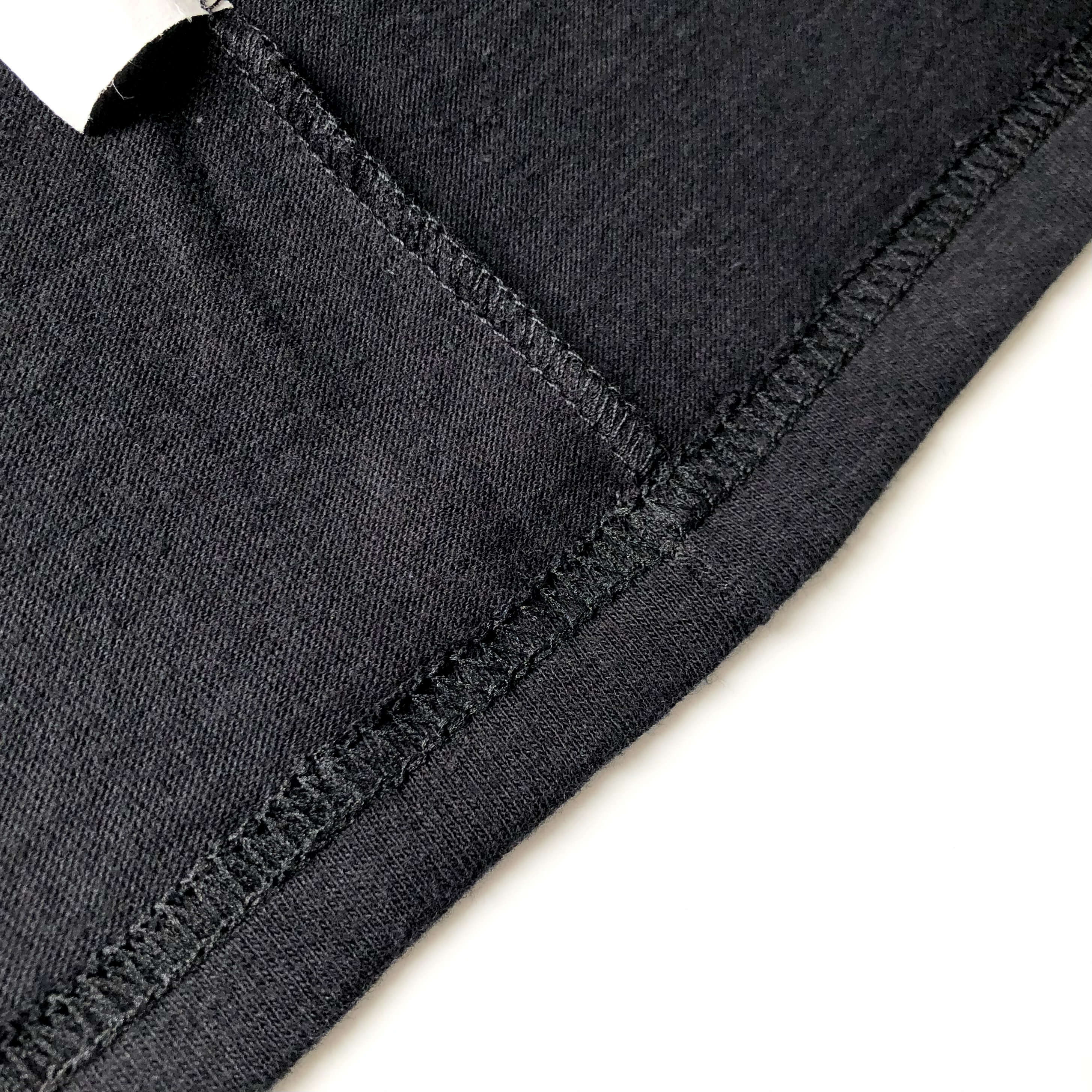 Soft Organic Cotton Midweight Classic Black Long-Sleeve T-shirt Inner Seam 