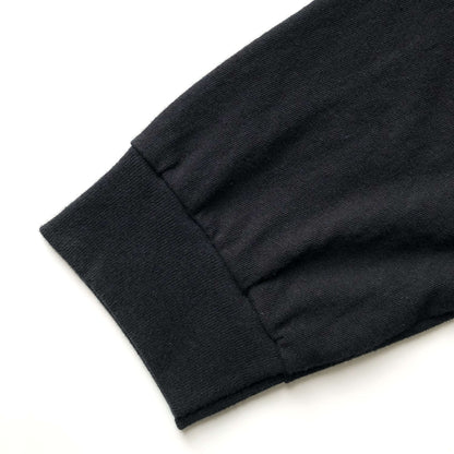 Soft Organic Cotton Midweight Classic Black Long-Sleeve T-shirt Sleeve Hem 