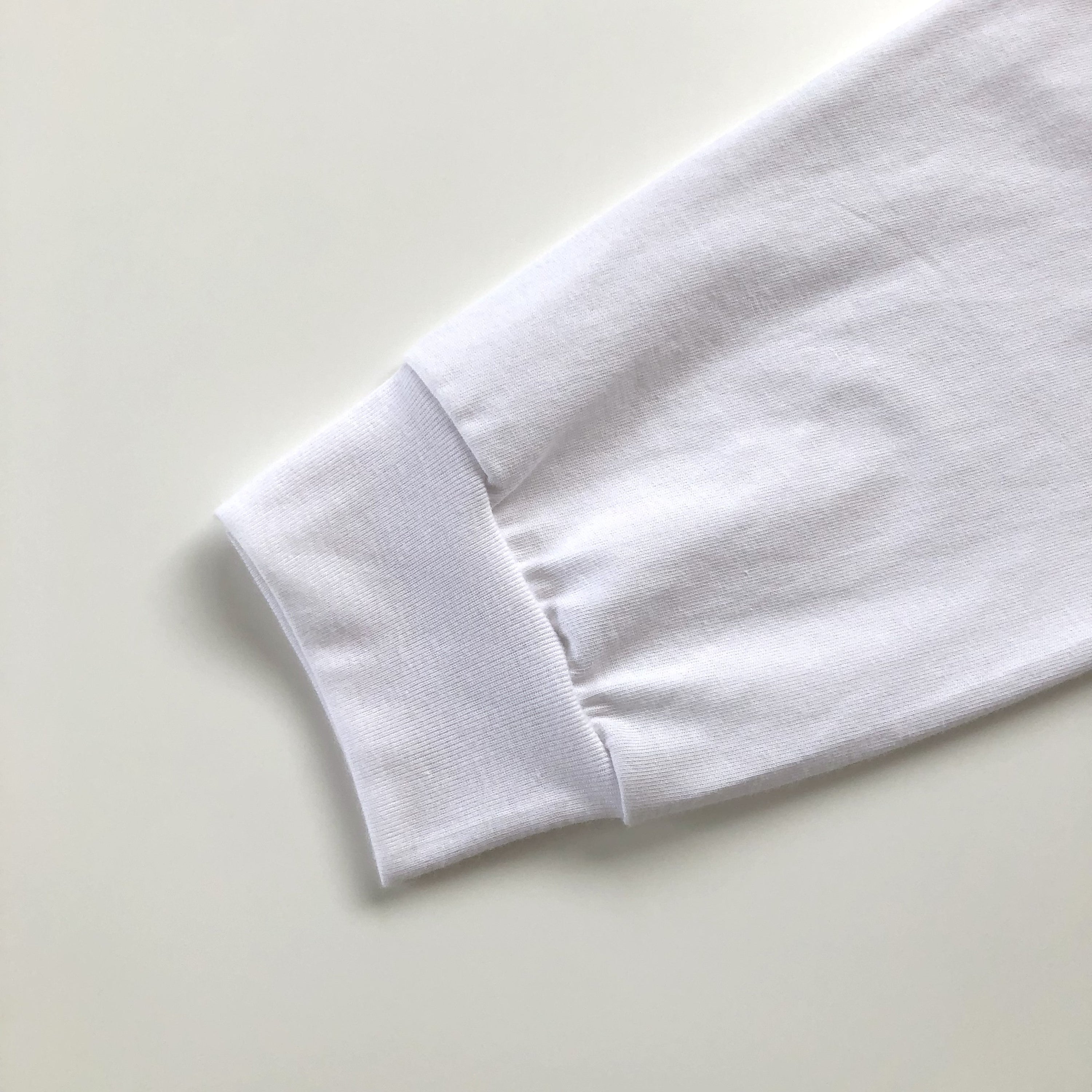 Soft Organic Cotton Midweight Classic White Long-Sleeve T-shirt Sleeve Hem 