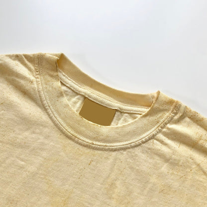 Soft USA Premium Cotton Relaxed Heavyweight Eco Dye Citrine Color Blast T-shirt Crewneck Seam