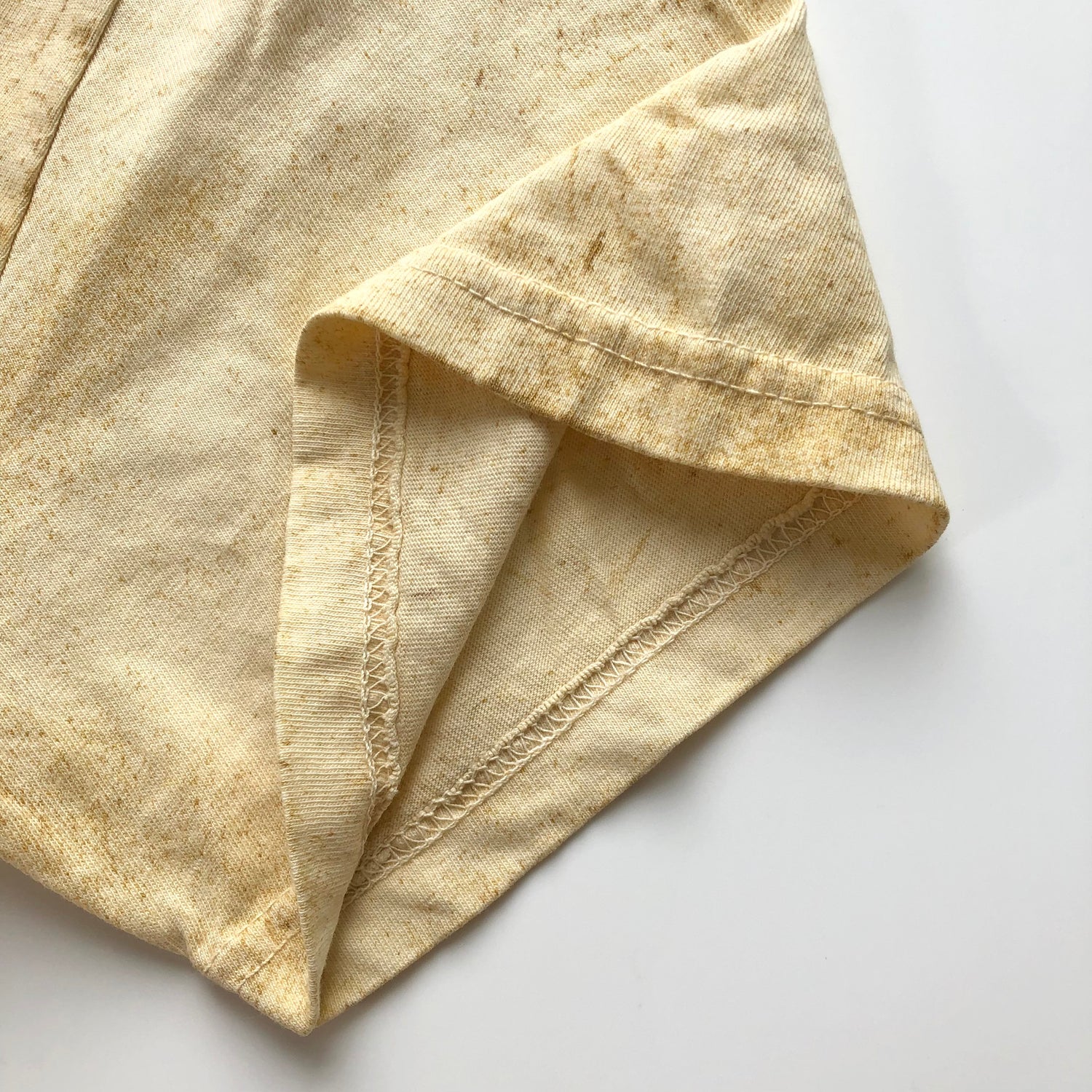 Soft USA Premium Cotton Relaxed Heavyweight Eco Dye Citrine Color Blast T-shirt Sleeve Hem 