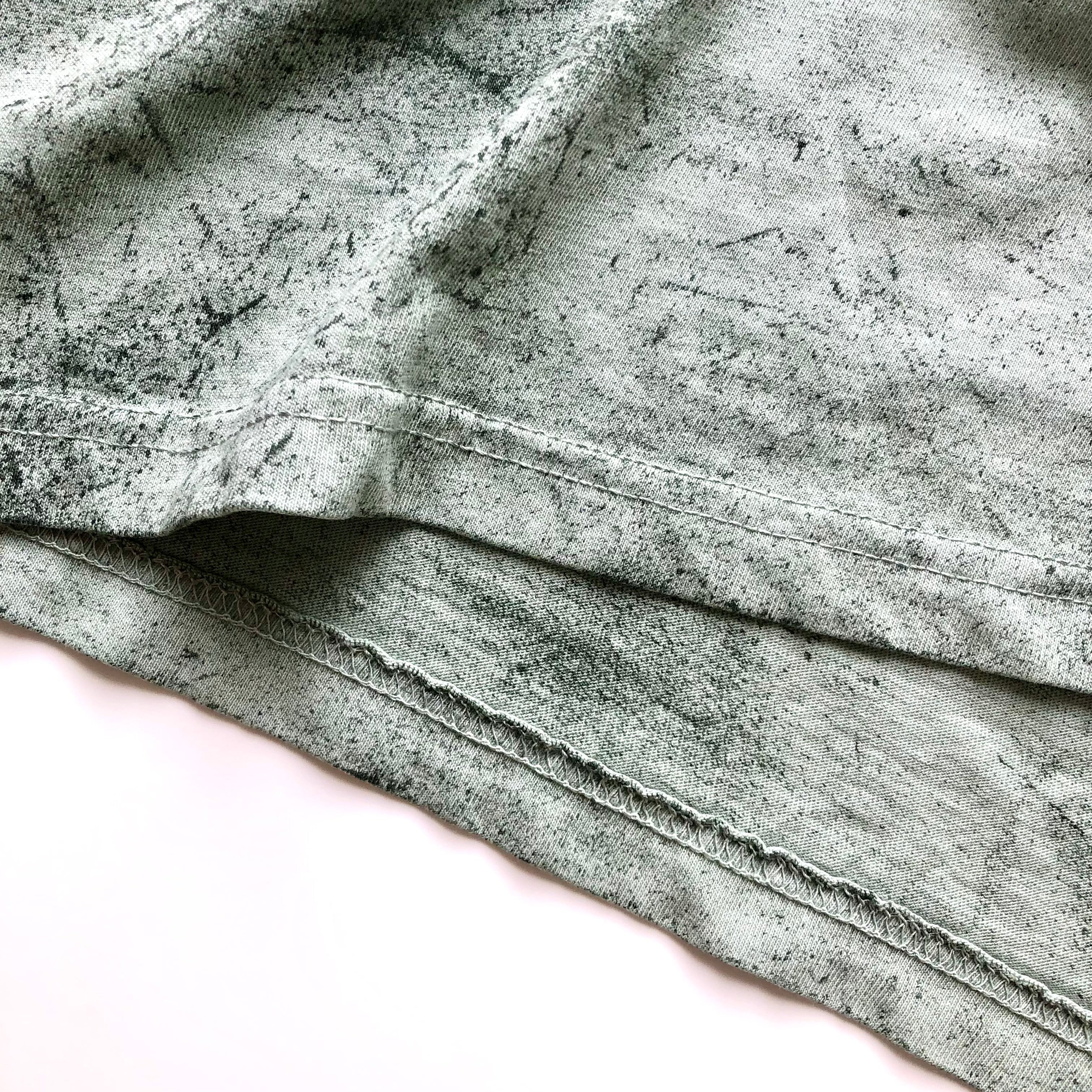 Soft USA Premium Cotton Relaxed Heavyweight Eco Dye Fern Color Blast T-shirt Bottom Hem 