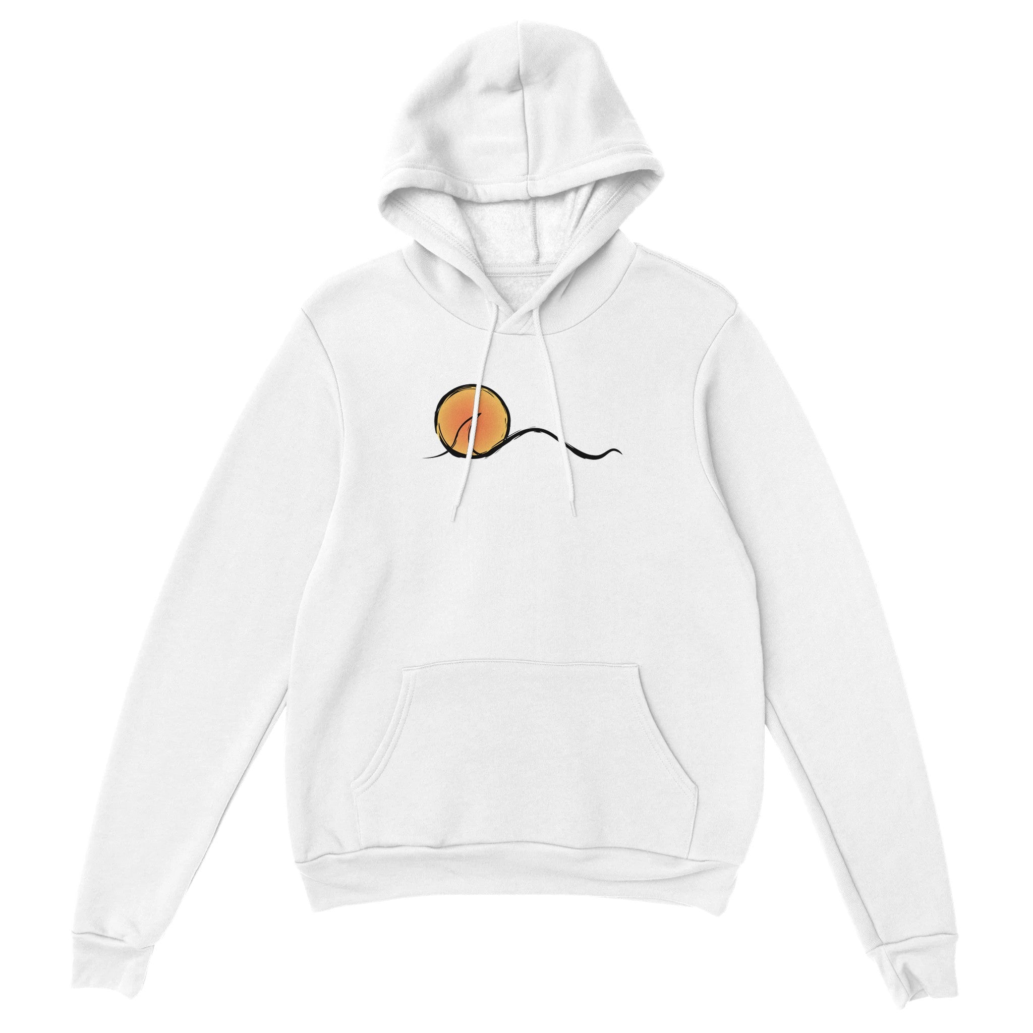 Unisex Sunset Classic White Surf Hoodie, FreeStyle Surf Apparel by an Indie Artist, Front 2