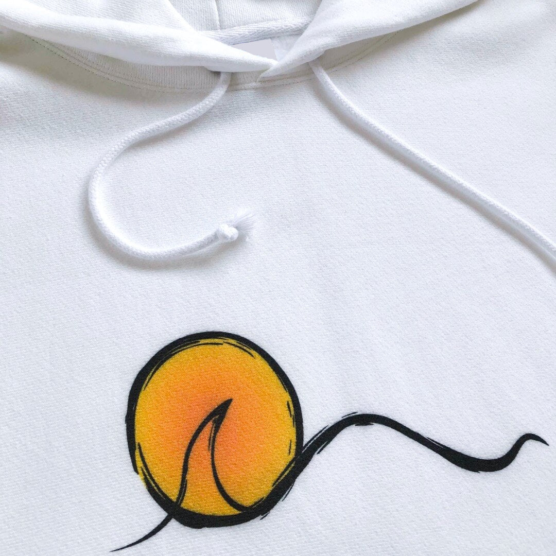 Sunset Heavyweight White Surf Hoodie, FreeStyle Surf Apparel by an Indie Artist, Front 1
