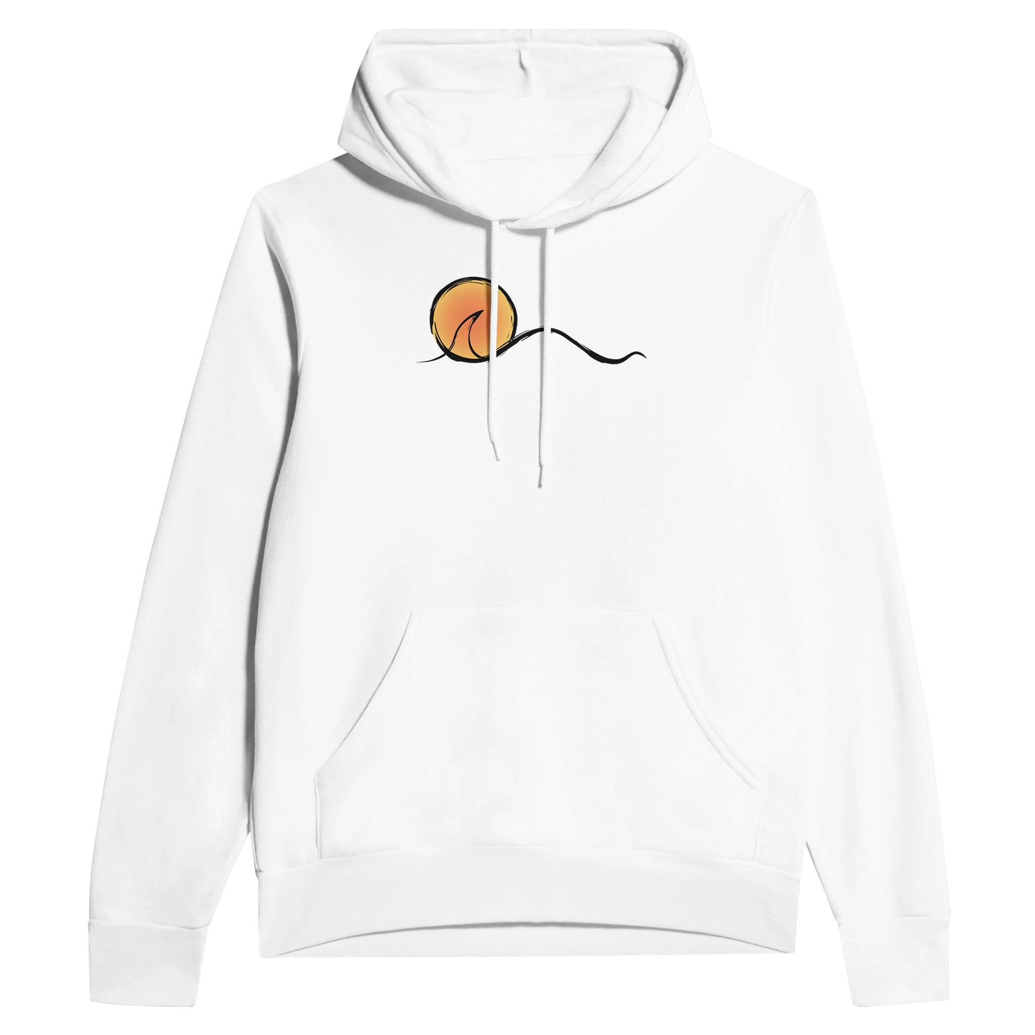 Unisex Sunset Premium White Surf Hoodie, FreeStyle Surf Apparel by an Indie Artist, Front 2