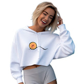Sunset Street Surf Look Light and Soft Premium Cotton-Poly White Crop Hoodie | Women&