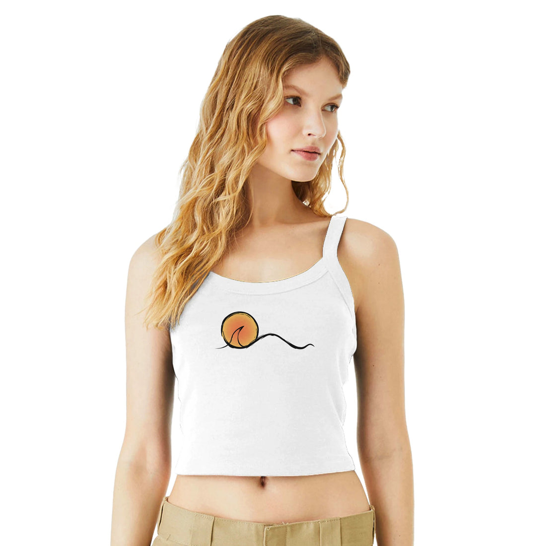 Sunset Street Surf Look Light and Soft Premium Cotton White Strap Top | Women&