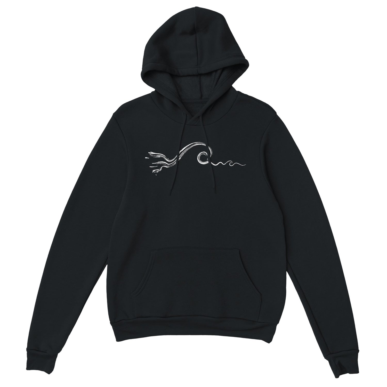 Unisex Surf Wave Black Hoodie | Street Surf Look Soft Popular Heavy Cotton Blend | Casual Fashion Urban Apparel Style by an Indie Artist | Front 2
