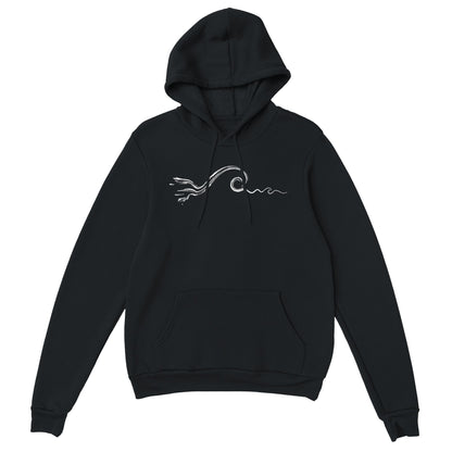 Unisex Surf Wave Black Hoodie | Street Surf Look Soft Popular Heavy Cotton Blend | Casual Fashion Urban Apparel Style by an Indie Artist | Front 2
