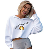 Surfing Through Life Street Surf Look Light and Soft Premium Cotton-Poly White Crop Hoodie | Women&
