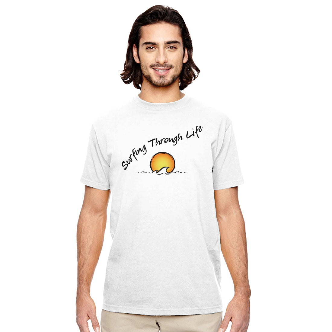Surfing Through Life Street Surf Look White T-shirt | 100% Organic Cotton | Men&